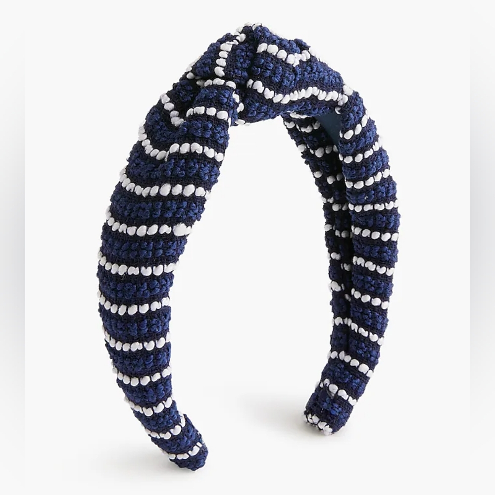 J.Crew Mariner Tweed Knot Headband, Blue/ White